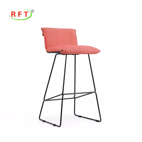 Chinese Factory Blue Fabric Painting Metal Tube High Quality Bar Chair Stool
