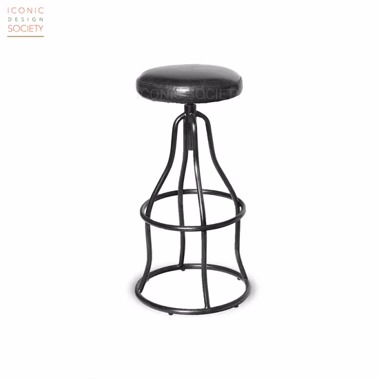 Industrial Living Room Club Home Counter Hotel Furniture Metal Iron Adjustable Bar Chair Genuine Leather Counter Swivel Bar Stools