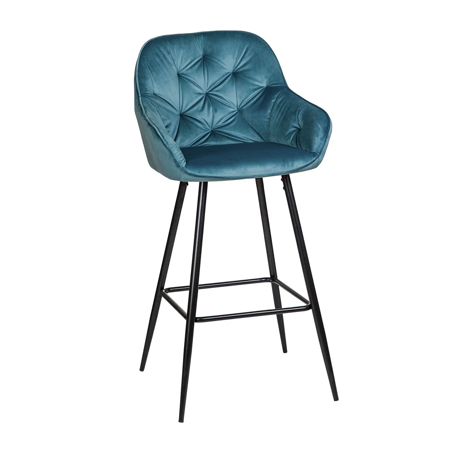 Bar Furniture Nordic Modern High Chair Velvet Metal Bar Stools with Back